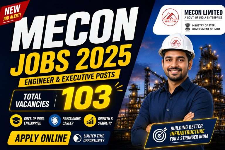 MECON Jobs Recruitment : మెటలర్జికల్ & ఇంజనీరింగ్ కన్సల్టెంట్స్ లిమిటెడ్ నందు కొత్తగా ఉద్యోగం నోటిఫికేషన్లు వచ్చేసాయి| New Job Notifications Have Been Released at Metallurgical & Engineering Consultants Limited